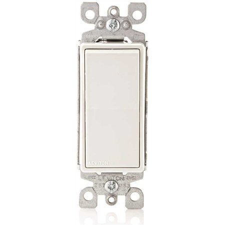 LEVITON Decora 15 Amp Single Pole Rocker AC Quiet Light Switch, White, 10PK M32-05601-2WM